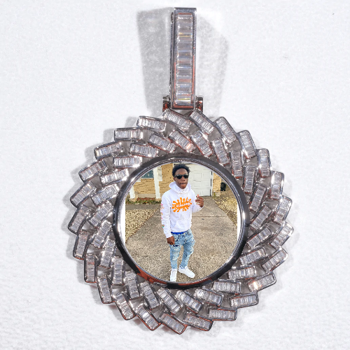 Large 3D Baguette Custom Picture Pendant