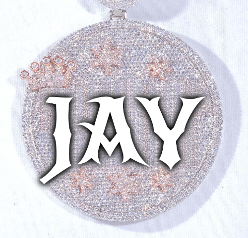 CUSTOM LETTER NECKLACE 3D BIG CROWN DISC