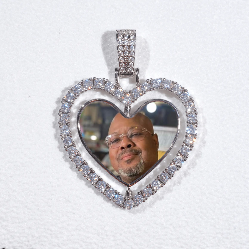 3D Spinning 2-Faced Heart Custom Picture Pendant