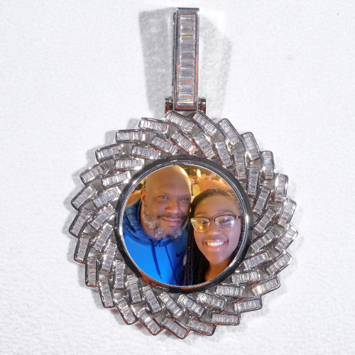 Large 3D Baguette Custom Picture Pendant