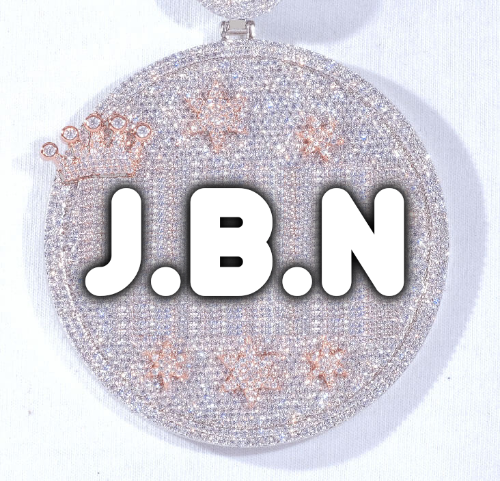 CUSTOM LETTER NECKLACE 3D BIG CROWN DISC