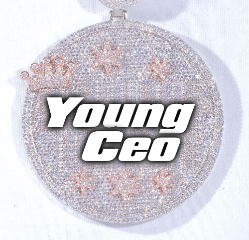 CUSTOM LETTER NECKLACE 3D BIG CROWN DISC