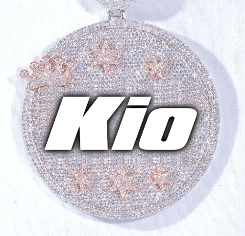CUSTOM LETTER NECKLACE 3D BIG CROWN DISC