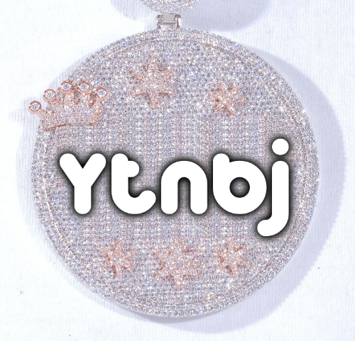 CUSTOM LETTER NECKLACE 3D BIG CROWN DISC