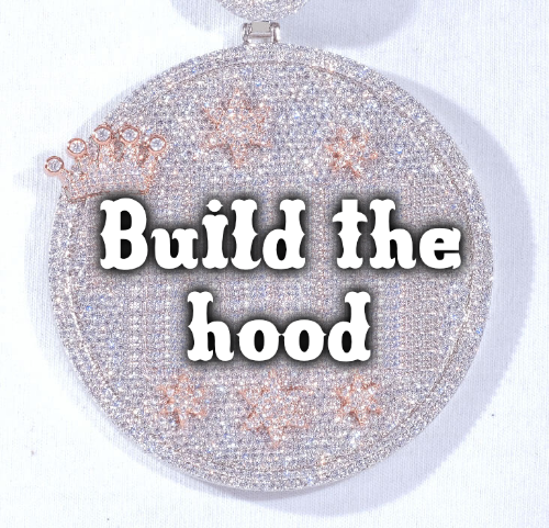 CUSTOM LETTER NECKLACE 3D BIG CROWN DISC