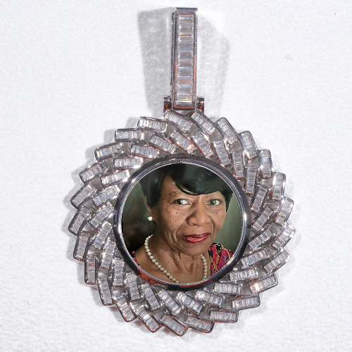 Large 3D Baguette Custom Picture Pendant