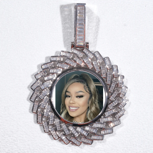 Large 3D Baguette Custom Picture Pendant