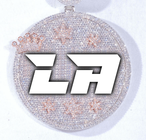 CUSTOM LETTER NECKLACE 3D BIG CROWN DISC
