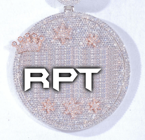 CUSTOM LETTER NECKLACE 3D BIG CROWN DISC