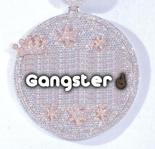 CUSTOM LETTER NECKLACE 3D BIG CROWN DISC