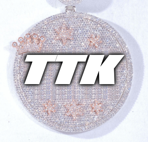 CUSTOM LETTER NECKLACE 3D BIG CROWN DISC