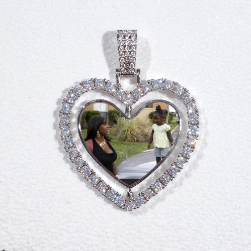 3D Spinning 2-Faced Heart Custom Picture Pendant
