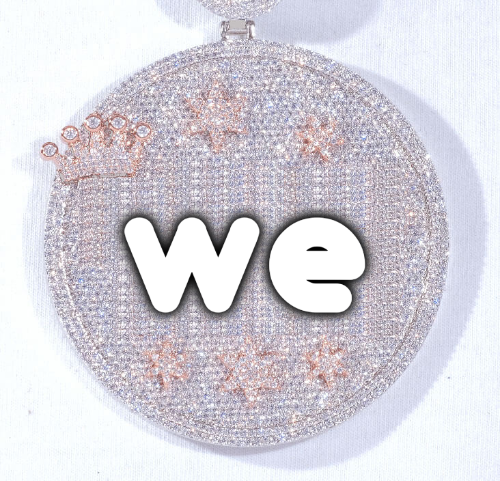 CUSTOM LETTER NECKLACE 3D BIG CROWN DISC
