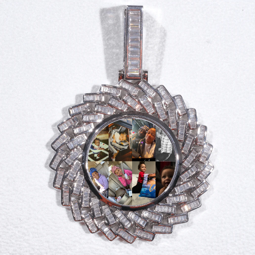 Large 3D Baguette Custom Picture Pendant