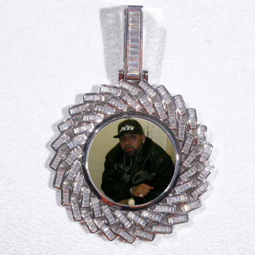 Large 3D Baguette Custom Picture Pendant
