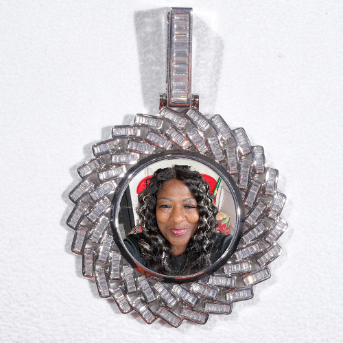 Large 3D Baguette Custom Picture Pendant