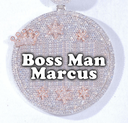 CUSTOM LETTER NECKLACE 3D BIG CROWN DISC