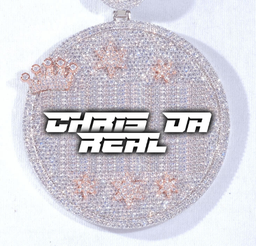 CUSTOM LETTER NECKLACE 3D BIG CROWN DISC