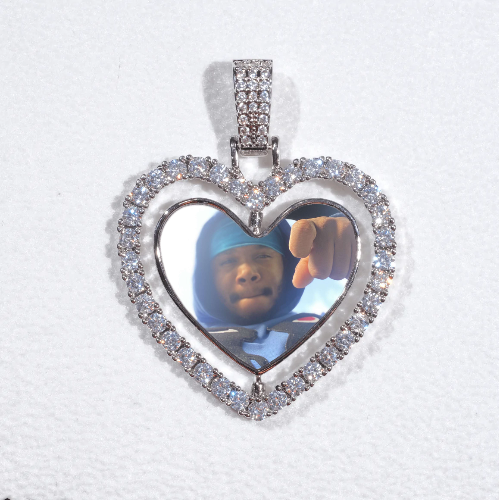 3D Spinning 2-Faced Heart Custom Picture Pendant