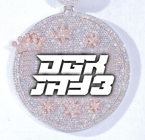 CUSTOM LETTER NECKLACE 3D BIG CROWN DISC