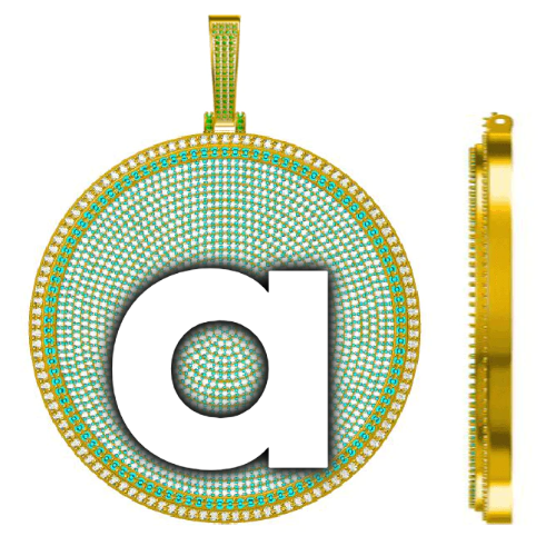 CUSTOM LETTER NECKLACE 3D BIG DISC