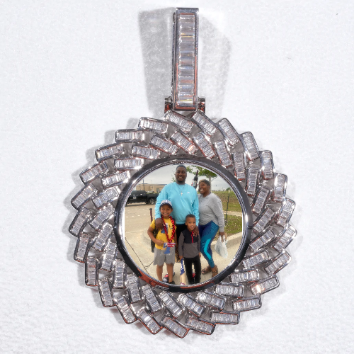 Large 3D Baguette Custom Picture Pendant