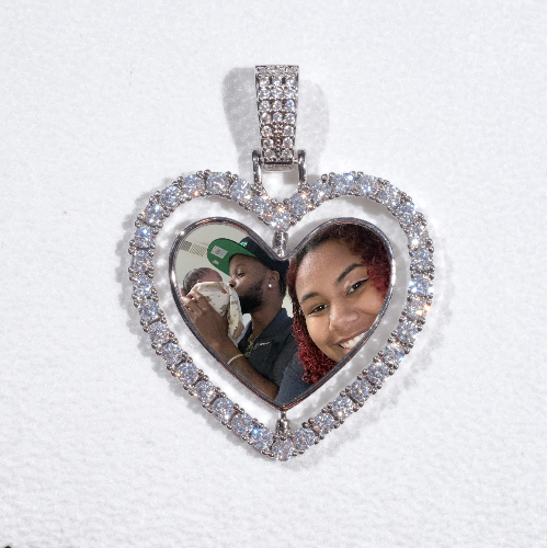 3D Spinning 2-Faced Heart Custom Picture Pendant