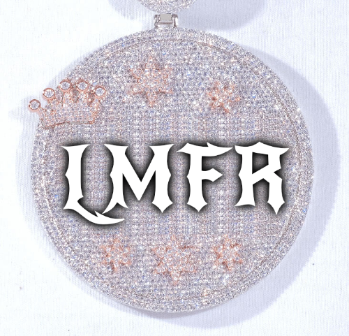 CUSTOM LETTER NECKLACE 3D BIG CROWN DISC