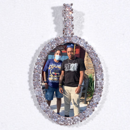 Large 3D Oval Custom Picture Pendant