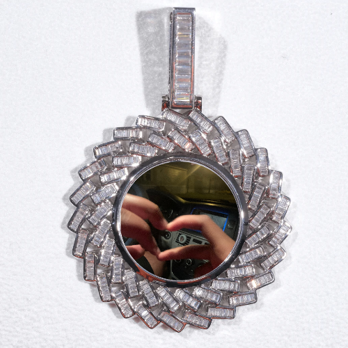 Large 3D Baguette Custom Picture Pendant