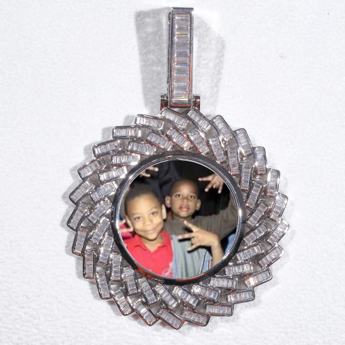 Large 3D Baguette Custom Picture Pendant