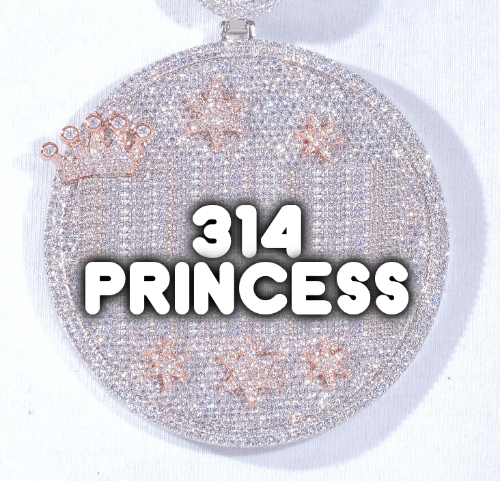 CUSTOM LETTER NECKLACE 3D BIG CROWN DISC