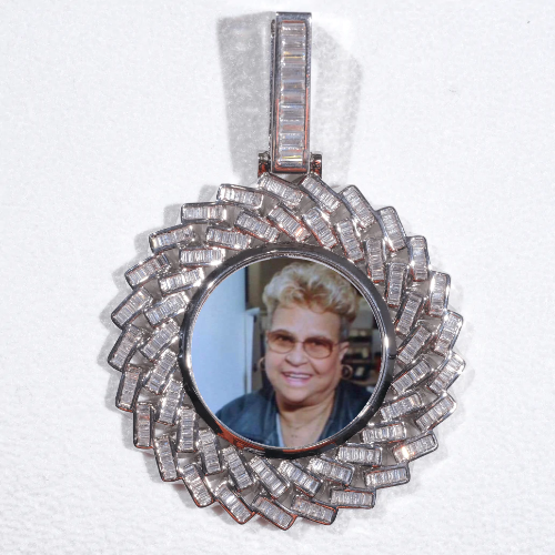 Large 3D Baguette Custom Picture Pendant