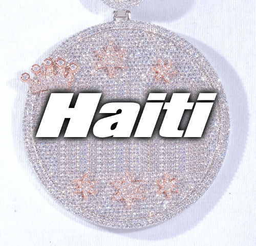 CUSTOM LETTER NECKLACE 3D BIG CROWN DISC