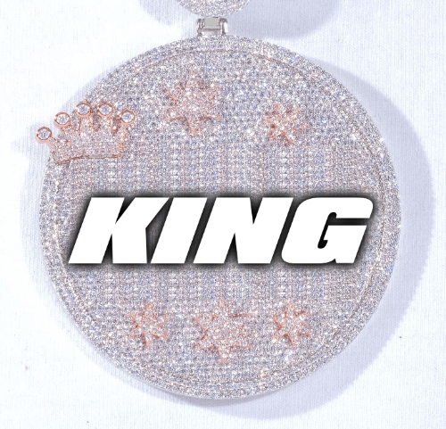 CUSTOM LETTER NECKLACE 3D BIG CROWN DISC