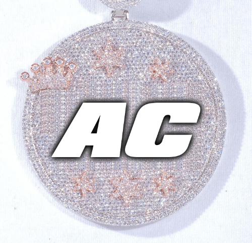 CUSTOM LETTER NECKLACE 3D BIG CROWN DISC
