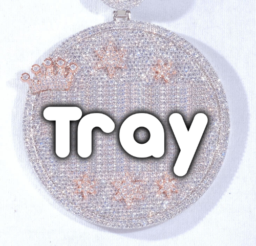 CUSTOM LETTER NECKLACE 3D BIG CROWN DISC