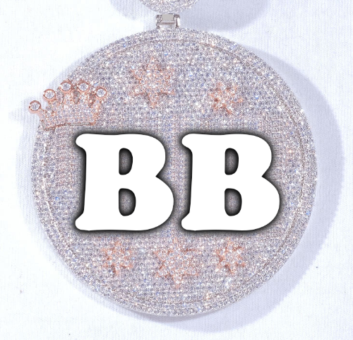 CUSTOM LETTER NECKLACE 3D BIG CROWN DISC