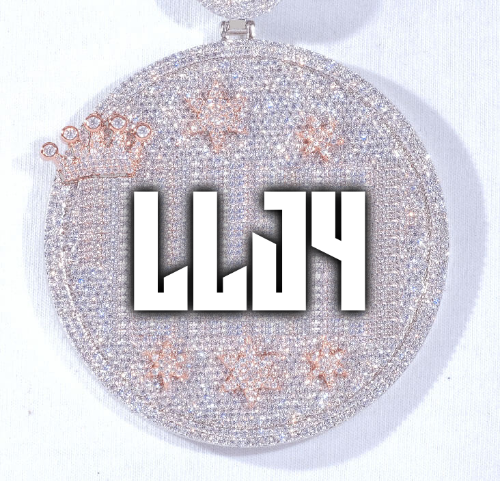 CUSTOM LETTER NECKLACE 3D BIG CROWN DISC