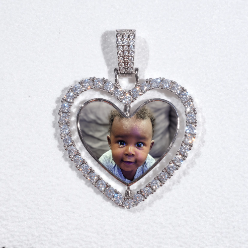 3D Spinning 2-Faced Heart Custom Picture Pendant