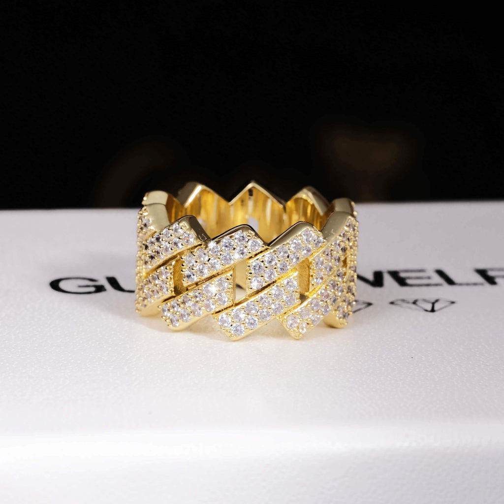 14MM Iced Prong Cuban Ring - The GUU Shop