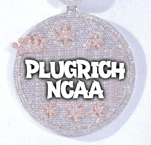 CUSTOM LETTER NECKLACE 3D BIG CROWN DISC