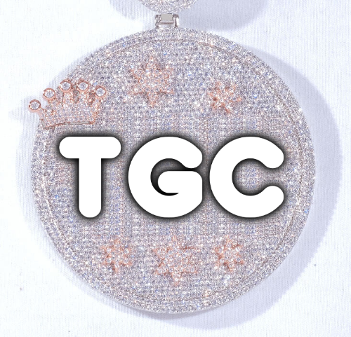 CUSTOM LETTER NECKLACE 3D BIG CROWN DISC