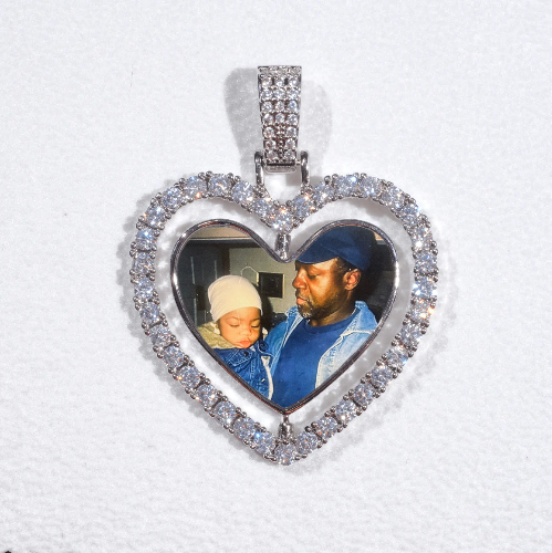 3D Spinning 2-Faced Heart Custom Picture Pendant