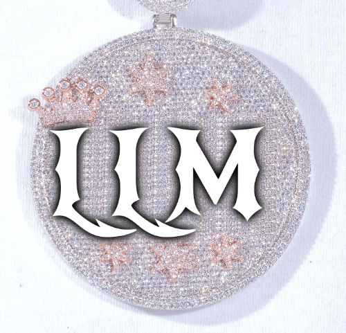 CUSTOM LETTER NECKLACE 3D BIG CROWN DISC