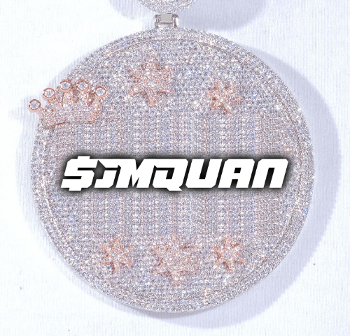 CUSTOM LETTER NECKLACE 3D BIG CROWN DISC