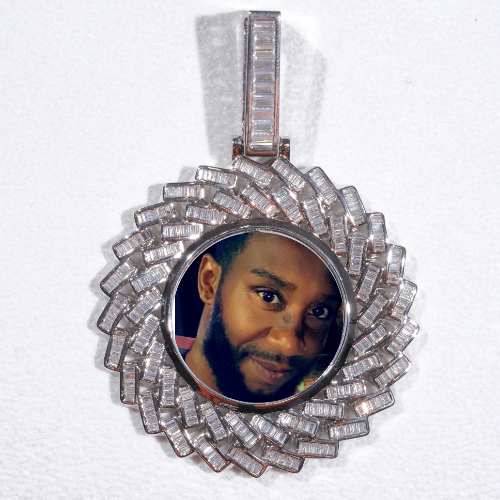 Large 3D Baguette Custom Picture Pendant