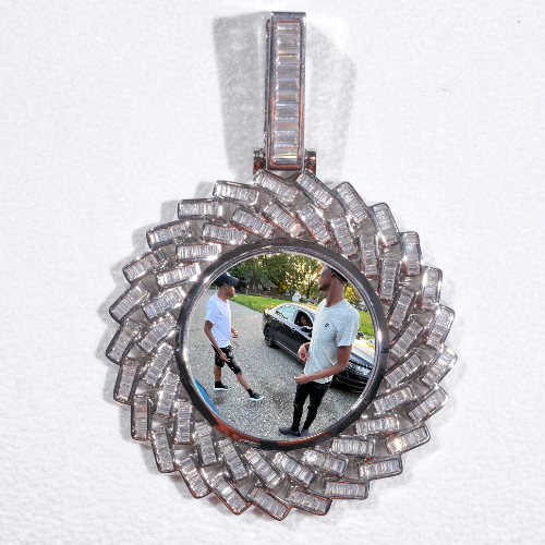 Large 3D Baguette Custom Picture Pendant