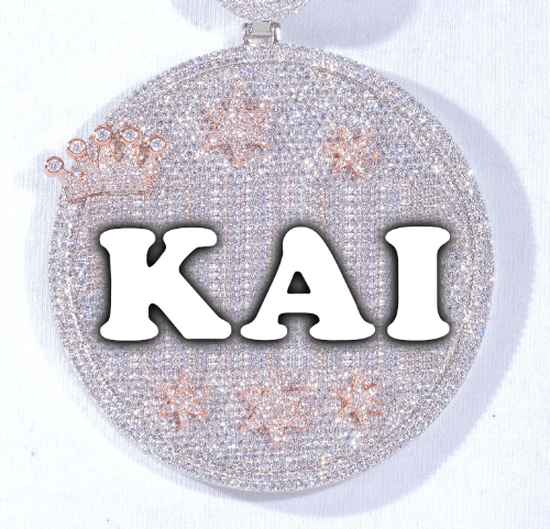 CUSTOM LETTER NECKLACE 3D BIG CROWN DISC