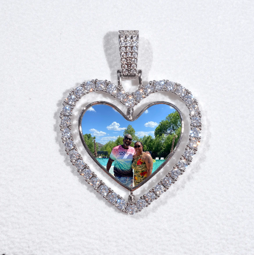 3D Spinning 2-Faced Heart Custom Picture Pendant